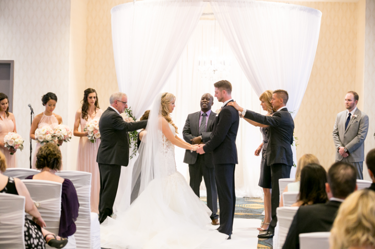 Blessing of the couple during wedding ceremony