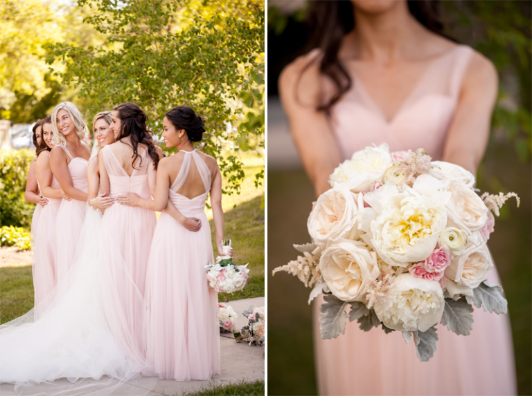 Amanda's bridesmaids and wedding florals close up