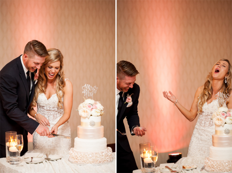 Bride & groom cutting cake