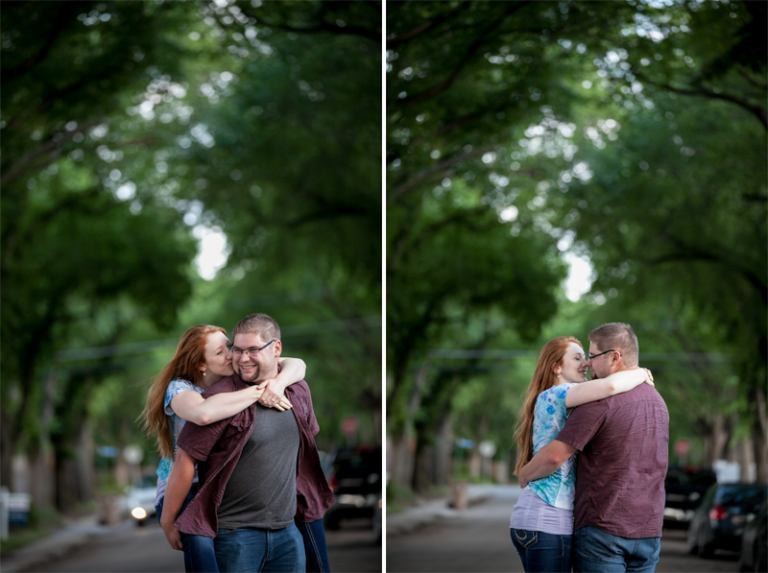 tree lined street in regina engagement photos