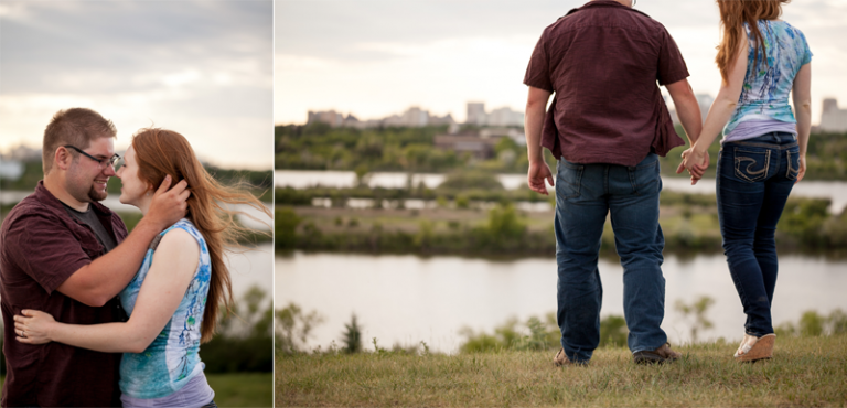 Sunset engagement photos overlooking wascana lake, regina