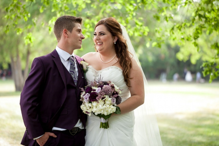 Bride and Groom Portrait in Park