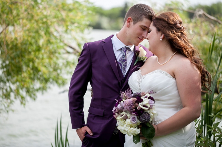 Bride and Groom Wedding Portrait by Lake