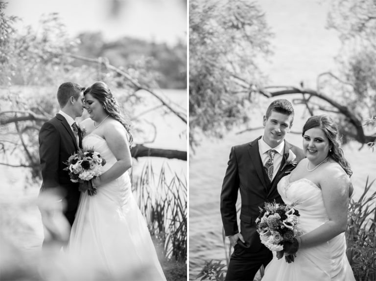 Bride and groom black and white portrait