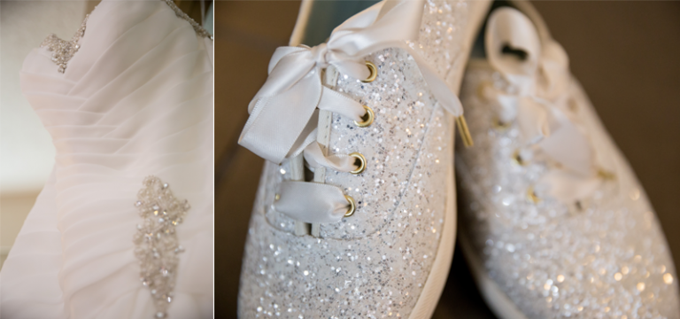 Sparkly Keds wedding shoes detail photo