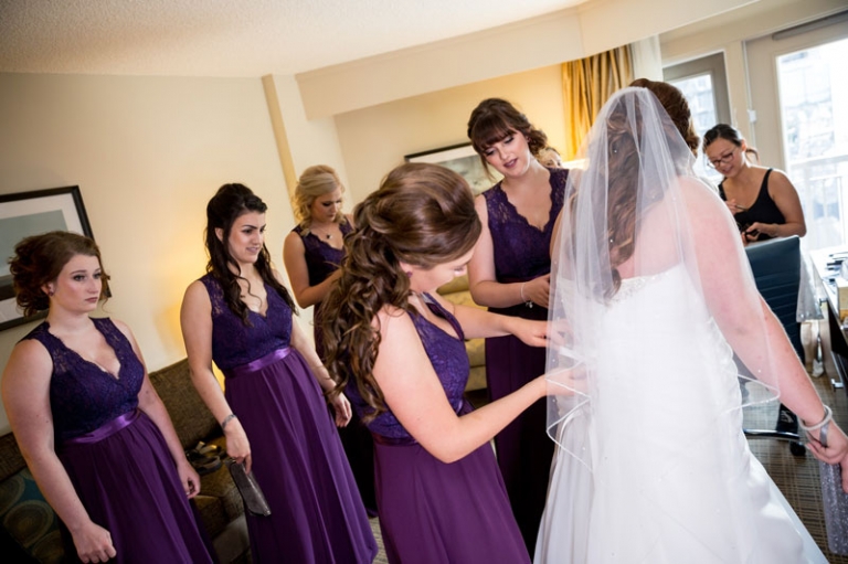 Bride getting dressed