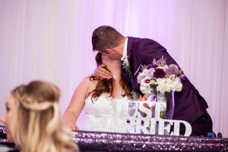 Bride and Groom reception kiss