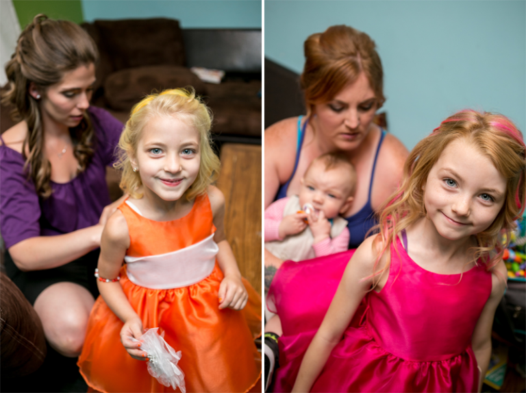 Flowergirls getting dressed