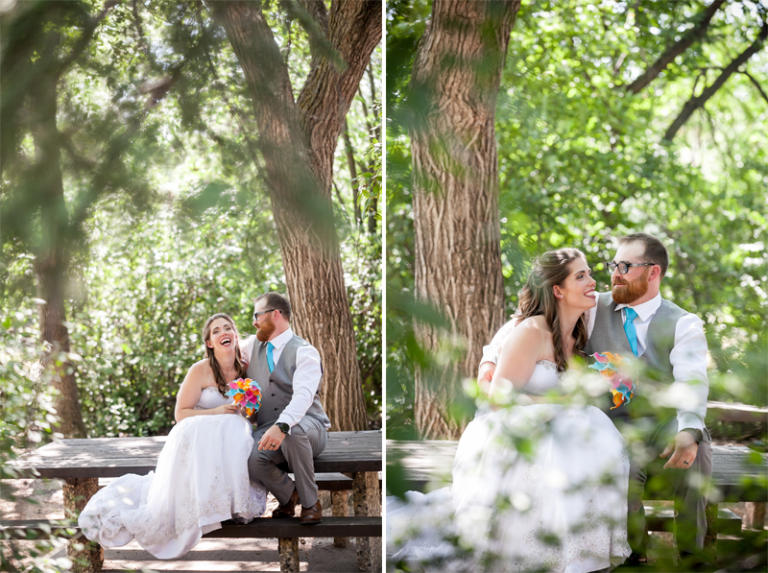 bride and groom sitting together