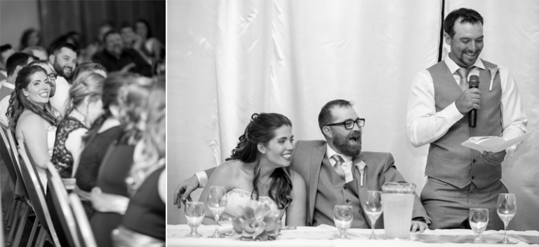 Wedding Reception Speech Photos black and white at St. Mary's Hall Regina