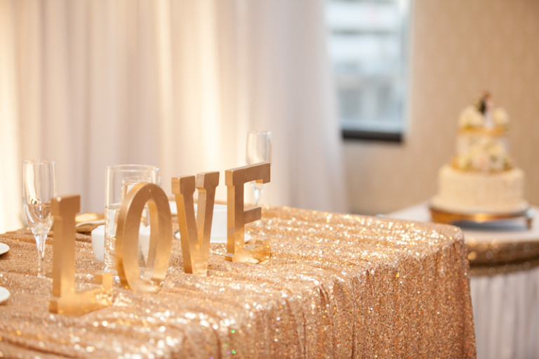 Gold Wedding Reception Detail Photography