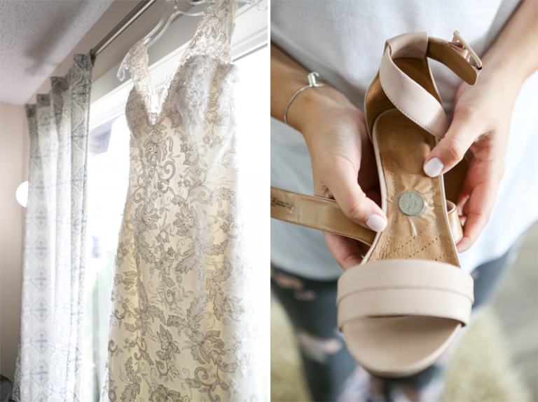 Bride's gown and shoes