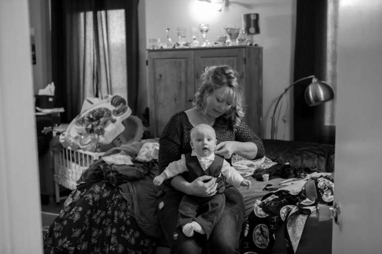 Bride getting ready in family home