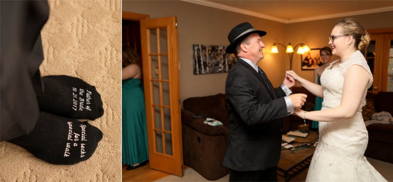 father seeing bride dressed up