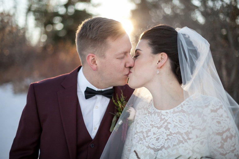 Bride and Groom Kissing