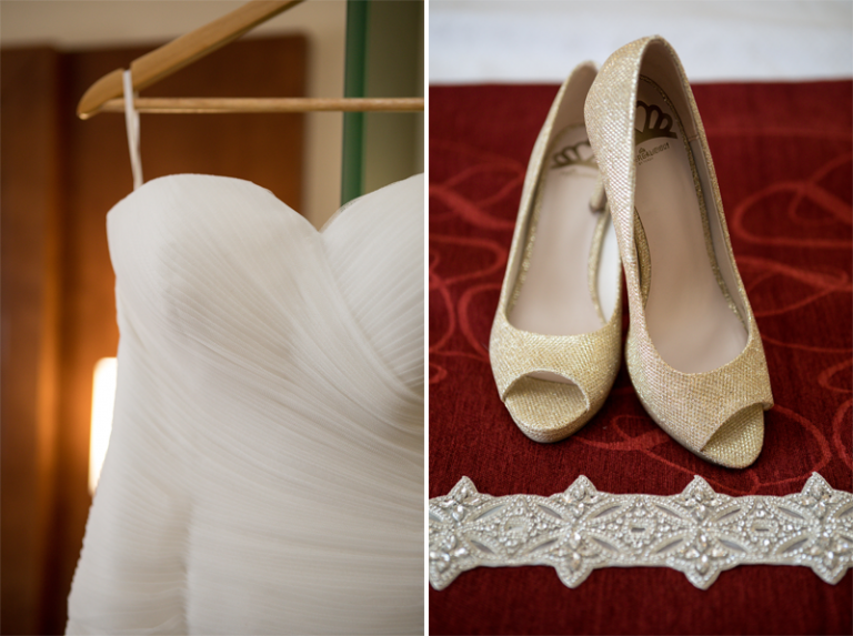 Wedding dress and shoe details