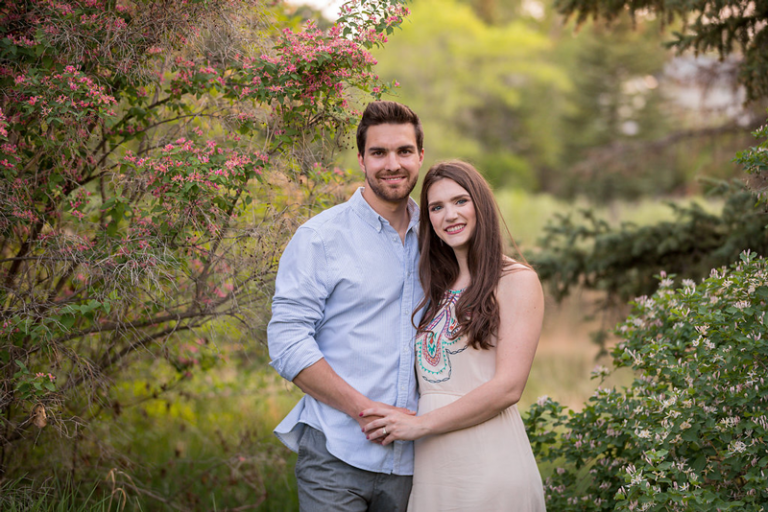 blossoming tree engagement photograph