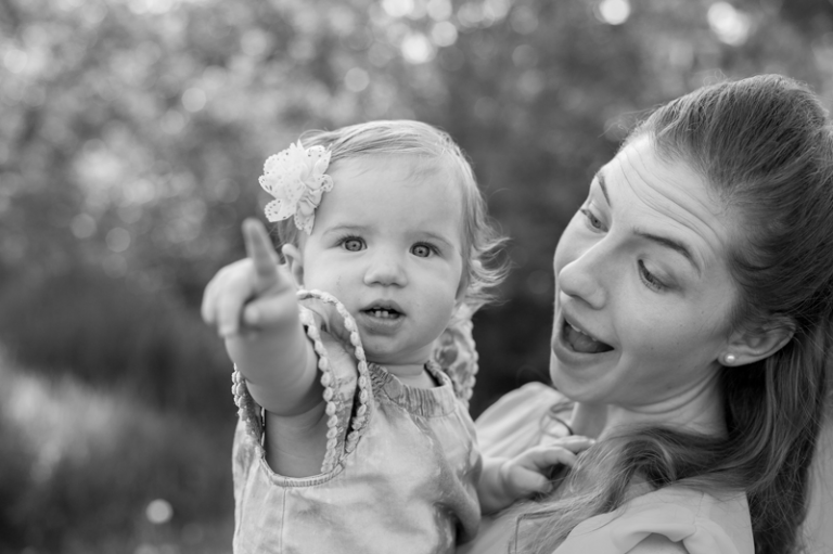 Mom and Daughter black and white photograph