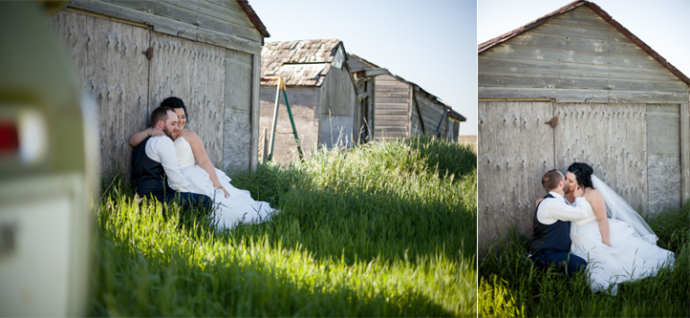 Bride and Groom in meadow