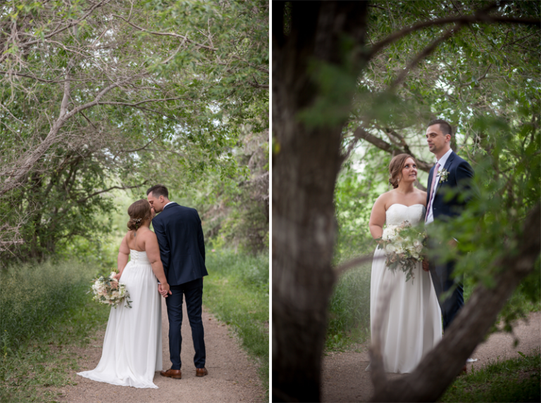 bride and groom kissing photo