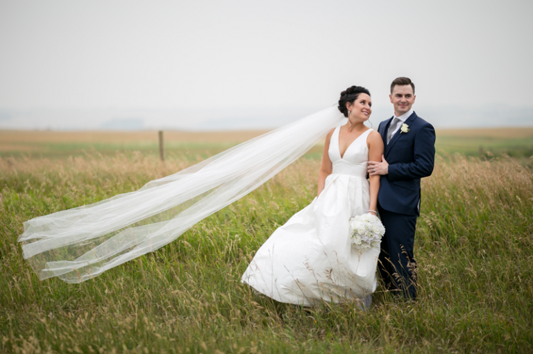 windy veil wedding photo