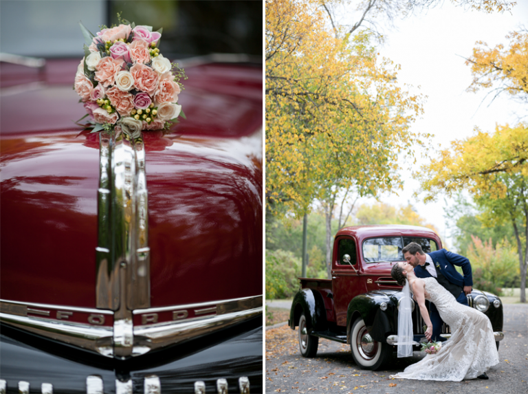 vintage truck wedding photo