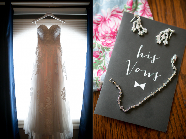 wedding dress and vow details
